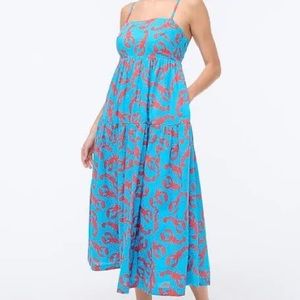NWT JCrew Tie Back Maxi Dress Lobster Print. Love it but a bit small in chest.